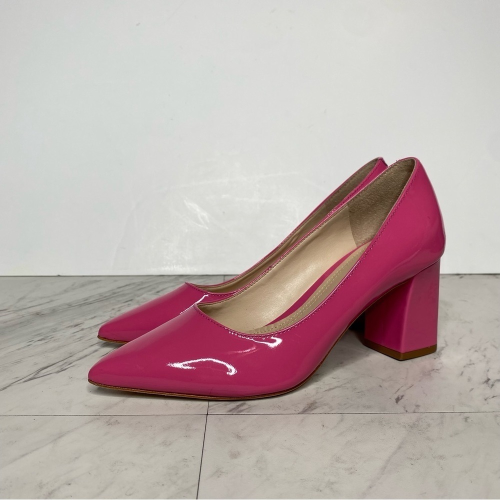 New! Marc Fisher Zala Pink Patent Leather Pointy Toe Pump 5M - Picture 14 of 14